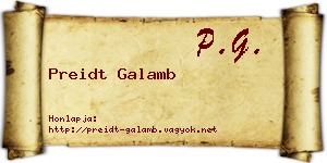 Preidt Galamb névjegykártya